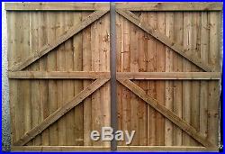 10 FT Wooden garden Gate, Driveway gate, Double Gate, Featheredge Gate Heavy Duty