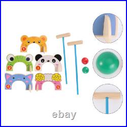 2 Sets Wooden Croquet Sports Toy Kids Cognitive Toy Wooden Mallet Balls