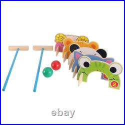 2 Sets Wooden Croquet Sports Toy Kids Cognitive Toy Wooden Mallet Balls