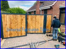 3.5m wooden driveway gate/ Metal Frame Infilled With Wood