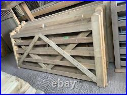 5 Bar Wooden Field Style Driveway Gates Pressure Treated Tanalised Green