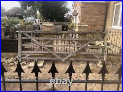 5 bar wooden field gate 10ft x 4ft Used With wooden posts 7 x 7 X 8ft + Hinges
