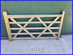 7 foot wooden 5 five bar gate field farm driveway