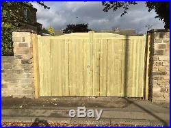 Addington Solid Bow Top Timber Entrance Gates Bespoke Wooden Driveway Gates