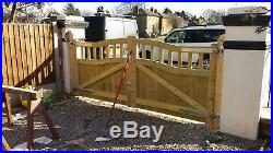 Bellvue Curve Timber Entrance Gates Bespoke Wooden Driveway Gates. Treated