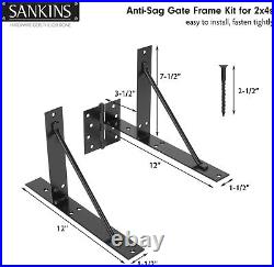 Black Gate Corner Brace Bracket Heavy Duty Kit for Wooden Fence & Shed Doors