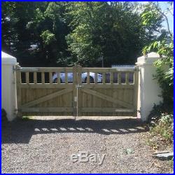 Cottage Window Top Timber Entrance Gates Bespoke Wooden Driveway Gates Treated