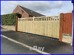 Cottage Window Top Timber Entrance Gates Bespoke Wooden Driveway Gates Treated
