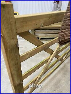 Diamond Brace Planed Wooden Field Gate 2.4 m W x 1.2 m H 5 rails CLEARANCE