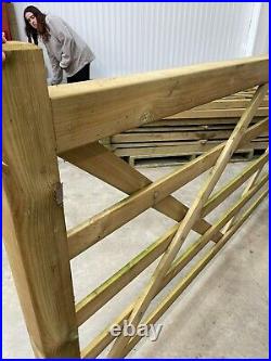 Diamond Brace Planed Wooden Field Gate 2.4 m W x 1.2 m H 5 rails CLEARANCE