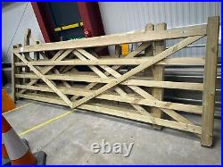 Diamond Brace Planed Wooden Field Gates 3.9 m W x 1.2 m H CLEARANCE