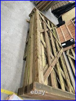 Diamond Brace Rough Sawn Wooden Field Gate 2.7 m W x 1.2 m H 5 rails CLEARANCE