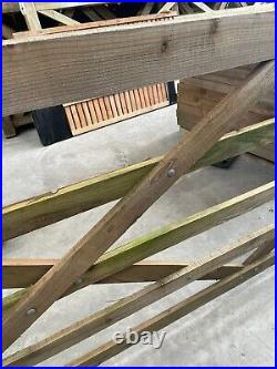 Diamond Brace Rough Sawn Wooden Field Gate 3.3 m W x 1.2 m H 5 rails CLEARANCE
