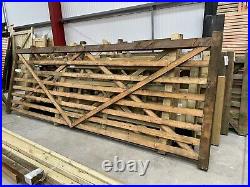 Diamond Brace Rough Sawn Wooden Field Gate 4.2m W x 1.5 m H 8 rails CLEARANCE