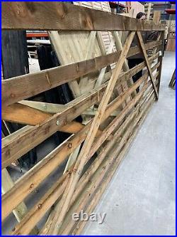 Diamond Brace Rough Sawn Wooden Field Gate 4.2m W x 1.5 m H 8 rails CLEARANCE