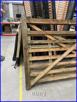 Diamond Brace Rough Sawn Wooden Field Gate 4.2m W x 1.5 m H 8 rails CLEARANCE