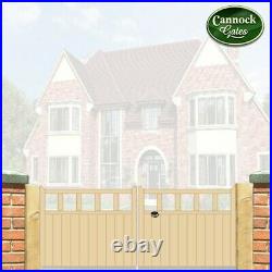 Driveway Double Gates 11ft x 4ft H wood wooden timber dual swing tanalised paint