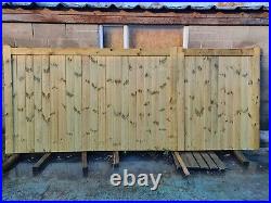 Driveway gate H5ft W12ft (8ft+4ft) Heavy Duty Redwood Treated Wooden Gate