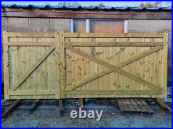Driveway gate H5ft W12ft (8ft+4ft) Heavy Duty Redwood Treated Wooden Gate