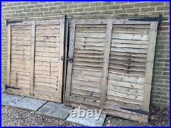 Feather Edge Double Wooden Garden Driveway Gates. Used But Very Serviceable