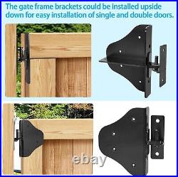 Fence Gate Kit Gate Hardware with Gate Latch for Single and Double Doors Up