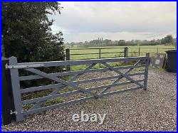 Five bar wooden drive gate In Grey 12ft (3.66m)