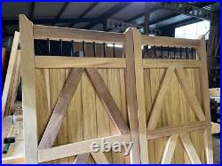 Hardwood Driveway Gates Iroko Wooden With Metal Spindles Design The Tudor Gates