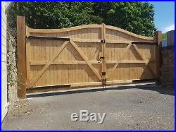 Heavy Duty Swan Neck Wooden Driveway Gates Timber Double Entrance Bespoke