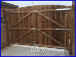 Heavy Duty Wooden Featheredge Fully Framed Driveway Gates Round Top 180 X 180cm