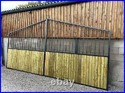 Iron Gates With Wooden Infill 16ft Wide x 8ft Tall Duel Opening Heavy Duty