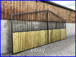 Iron Gates With Wooden Infill 16ft Wide x 8ft Tall Duel Opening Heavy Duty