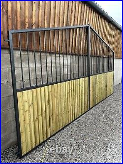 Iron Gates With Wooden Infill 16ft Wide x 8ft Tall Duel Opening Heavy Duty