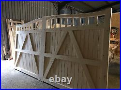 Large Wooden Swan Neck Gates Driveway Oblong Spindles Design The Bowmans Gate