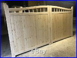 Large Wooden Swan Neck Gates Round Spindles New Garden Driveway Gate 5ft And 6ft