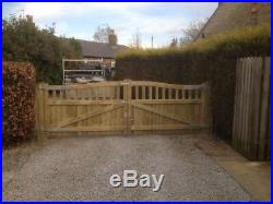 Olympic Curve Timber Entrance Gates Bespoke Wooden Driveway Gates. Treated