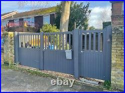 Open Top Solid Dark Grey Wooden Driveway Gates Double Gates and Single Gate