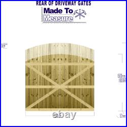 PGS Driveway Gates BESPOKE Made2Measure Semi-Braced Feather Edge Arched 6ft