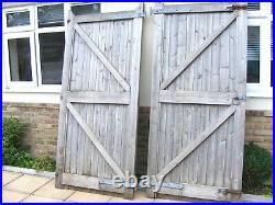 Pair Braced & Ledge High Wooden Driveway Gates with Galvanised Hinges