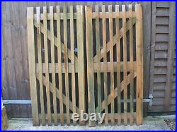 Pair Of Heavy Duty Wooden Picket Driveway / Garden Gates New Old Stock'quality