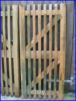 Pair Of Heavy Duty Wooden Picket Driveway / Garden Gates New Old Stock'quality