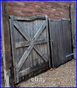Pair Of Wooden Driveway Gates And Posts With Galvanised Fittings