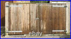 Pair of Double Wooden Driveway Garden Gates Doors with all Hinges Catches Bolts