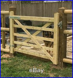 Planed Timber Wooden 5 Bar Gate Par Entrance Driveway Garden Gates 3ft -12ft