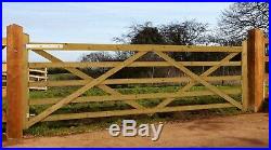 Planed Timber Wooden 5 Bar Gate Par Entrance Driveway Garden Gates 3ft -12ft