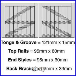 Premium Tongue & Groove Entrance Gate Wooden Driveway Gate 3/4 1/4 Sized Pair