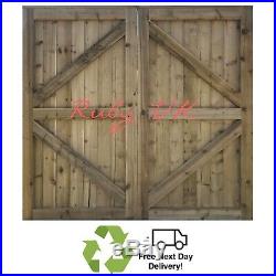 # WOODEN GATES TANALISED DOUBLE DRIVEWAY GARDEN READY TREATED FEATHER EDGED 