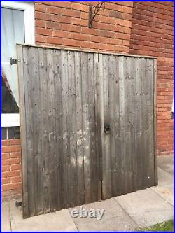 Small Pair of driveway or garden gates wooden with hardware Hinges Etc VGC