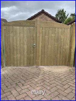Solid Bow Timber Entrance Gates Bespoke Wooden Driveway Gates