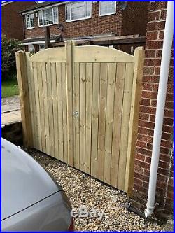 Solid Bow Timber Entrance Gates Bespoke Wooden Driveway Gates