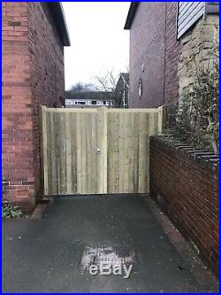 Solid Flat Top Timber Entrance Gates Bespoke Wooden Driveway Gates Made To Order